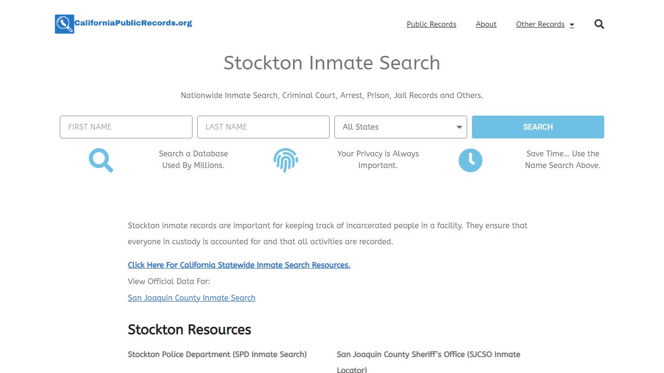Stockton Inmate Search - Current & Past SPD CA Jail Records